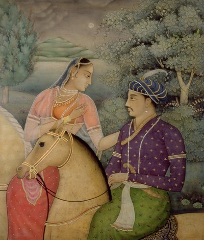 A Couple on Horseback Beside a Moonlit Lake by Mark Briscoe